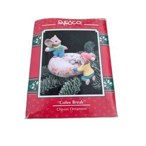 Enesco Coffee Break Mouse Ornament Vintage 1990 Treasury of Christmas NIB